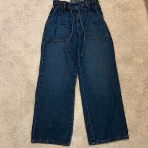 Women’s dark blue drawstring jeans